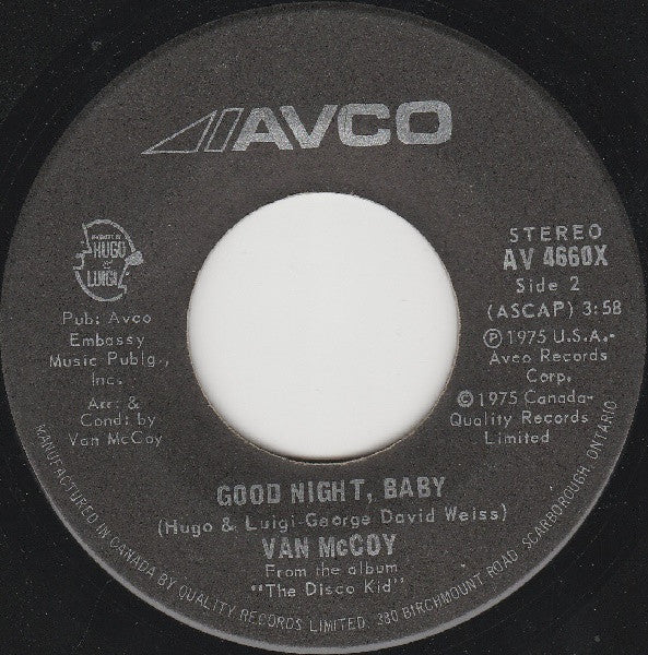 Van McCoy : Change With The Times / Good Night, Baby (7", Single)