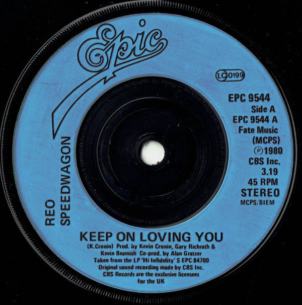 REO Speedwagon : Keep On Loving You (7", Single, Inj)