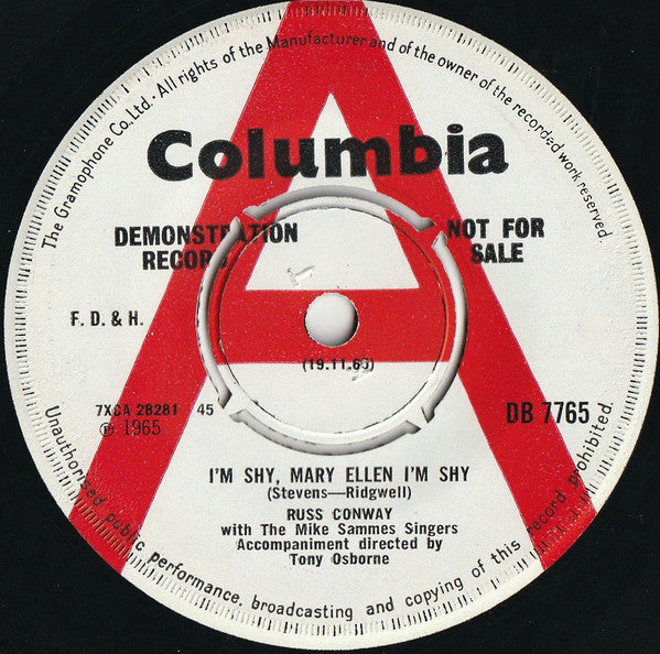 Russ Conway : I'm Shy, Mary Ellen I'm Shy (7", Single, Promo)