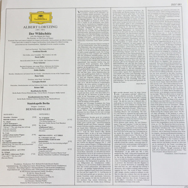 Albert Lortzing, Edith Mathis, Doris Soffel, Georgine Resick, Peter Schreier, Gottfried Hornik, Hans Sotin, Staatskapelle Berlin, Bernhard Klee : Der Wildschütz - Highlights (LP)