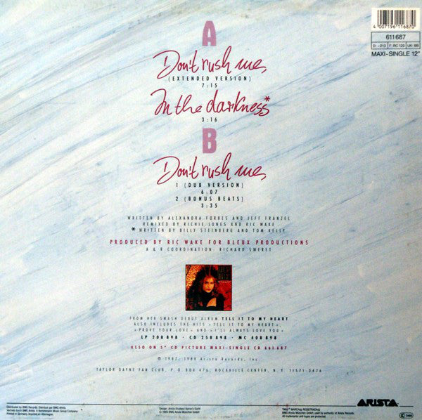 Taylor Dayne : Don't Rush Me (12", Maxi)