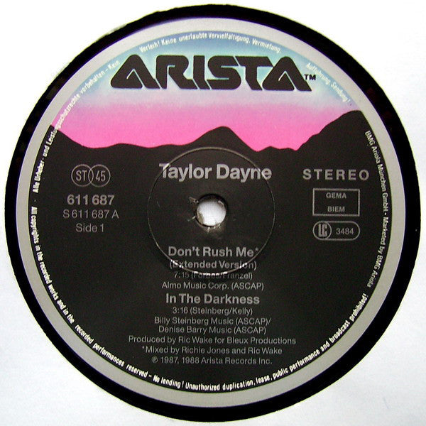 Taylor Dayne : Don't Rush Me (12", Maxi)