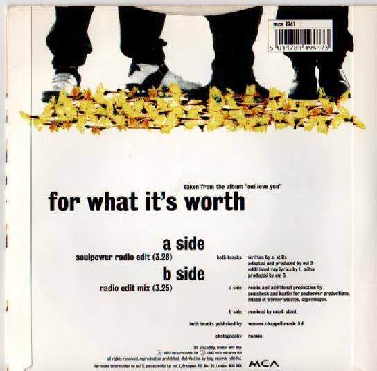 Oui 3 : For What It's Worth (Soulpower Mix) (7", Single)