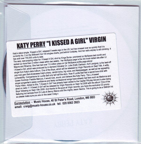 Katy Perry : I Kissed A Girl (CDr, Maxi, Promo)