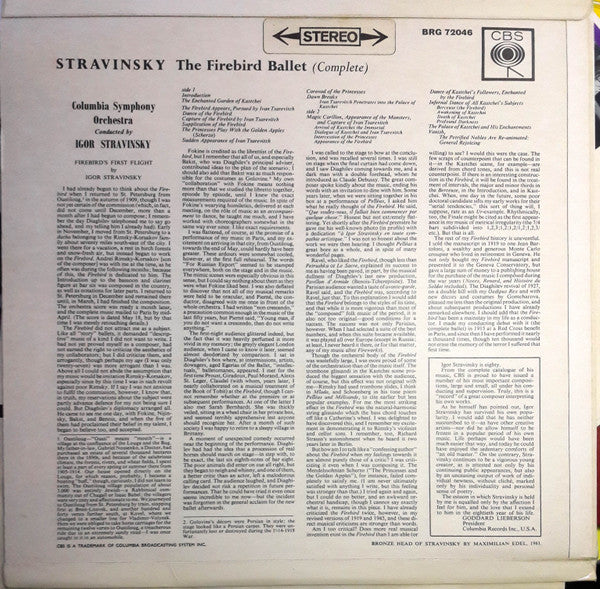 Igor Stravinsky - Columbia Symphony Orchestra : The Firebird (LP)