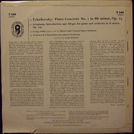 Tchaikovsky*, György Sebök With The Monte-Carlo National Opera Orchestra* / Schumann*, Orchestre De L'Association Des Concerts Pasdeloup Conducted By Louis Frémaux : Piano Concerto No 1 / Introduction And Allegro (LP, Mono, Club)