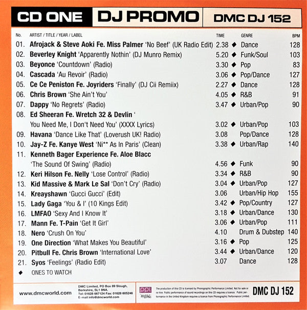Various : DMC DJ Promo DJ 152 (2xCD, Comp, Promo)