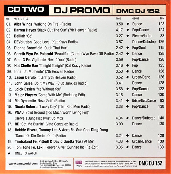 Various : DMC DJ Promo DJ 152 (2xCD, Comp, Promo)