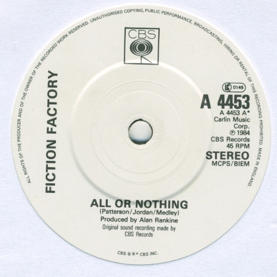 Fiction Factory : All Or Nothing (7", Single)