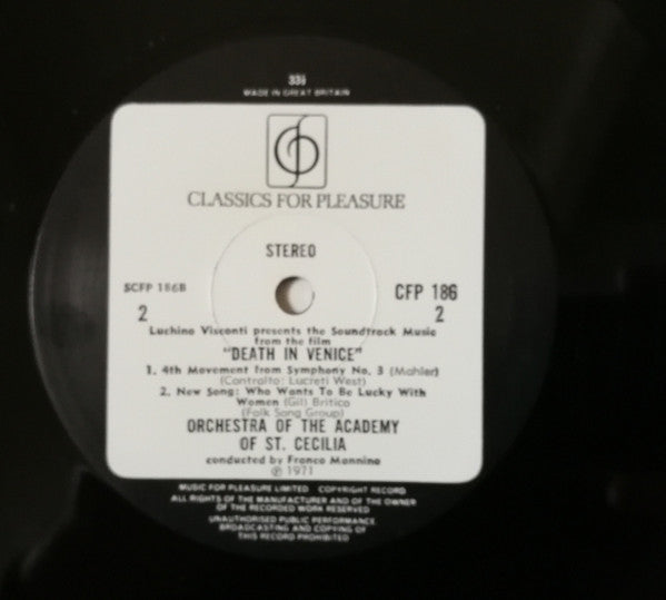 Orchestra dell'Accademia Nazionale di Santa Cecilia Conducted by Franco Mannino : Death In Venice (LP, Album)