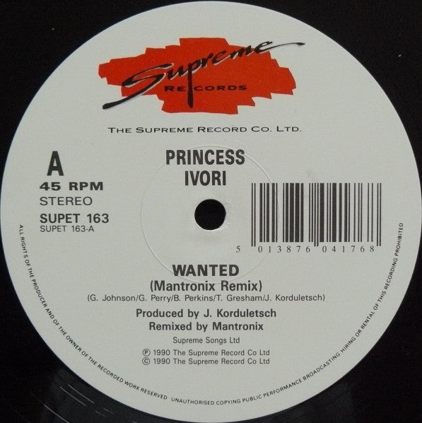 Princess Ivori : Wanted (Mantronix Remix) (12")