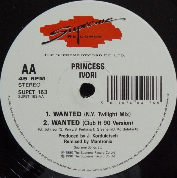 Princess Ivori : Wanted (Mantronix Remix) (12")