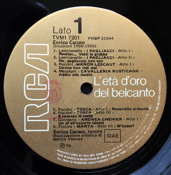 Enrico Caruso : Enrico Caruso - Incisioni 1906-1920 (LP, Comp)