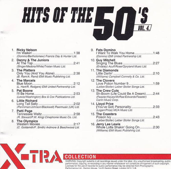 Various : Hits Of The 50's Vol. 4 (CD, Album, Comp)