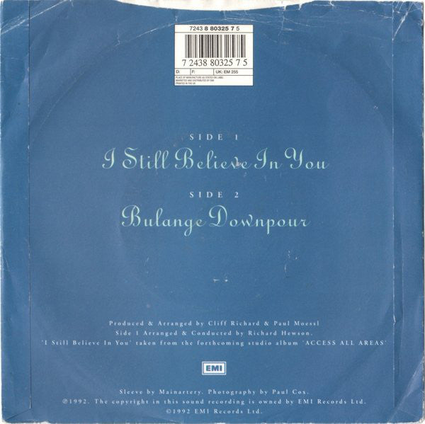 Cliff Richard : I Still Believe In You (7", Single, Pap)