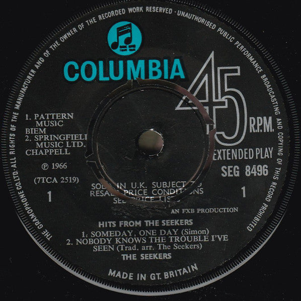 The Seekers : Hits From The Seekers (7", EP)