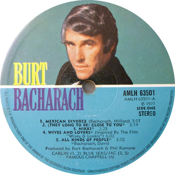 Burt Bacharach : Burt Bacharach (LP, Album, Gat)