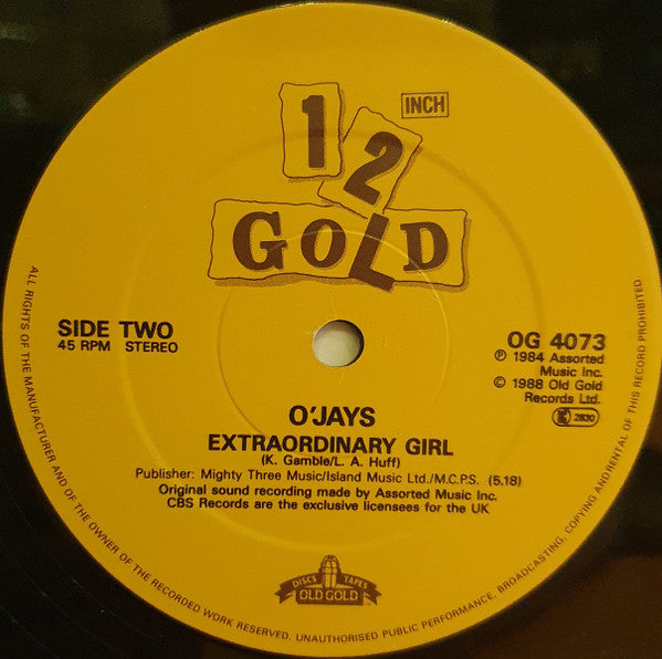 The O'Jays : Summer Fling / Extraordinary Girl (12")