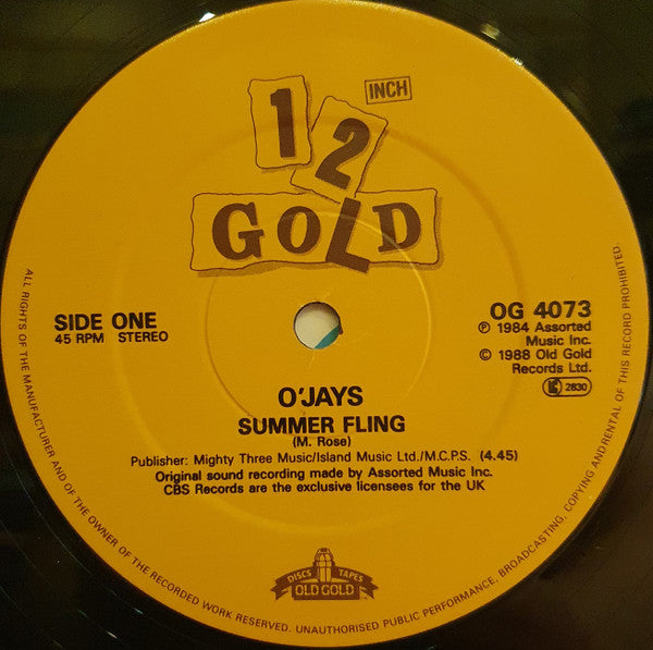 The O'Jays : Summer Fling / Extraordinary Girl (12")