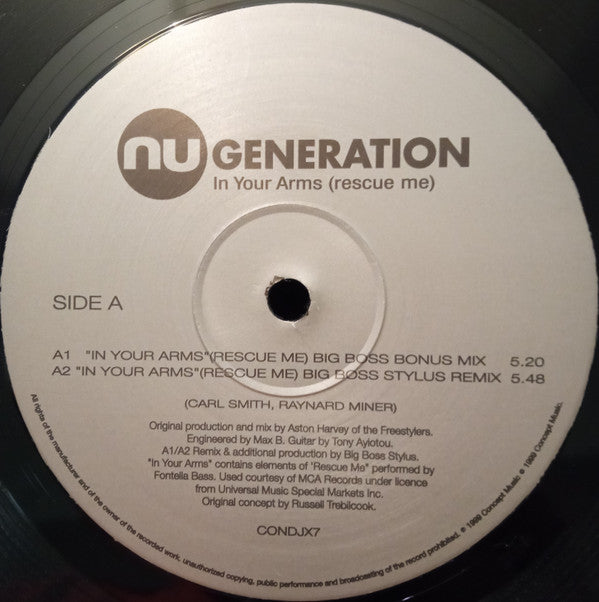 Nu Generation : In Your Arms (Rescue Me) (12", Promo)
