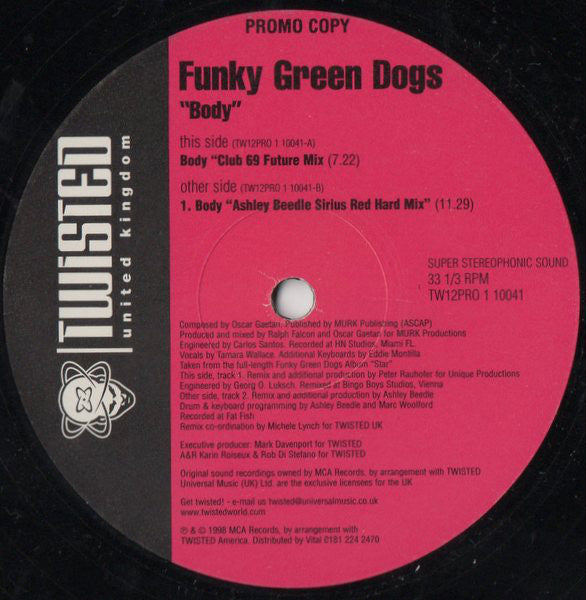 Funky Green Dogs : Body (12", Promo)