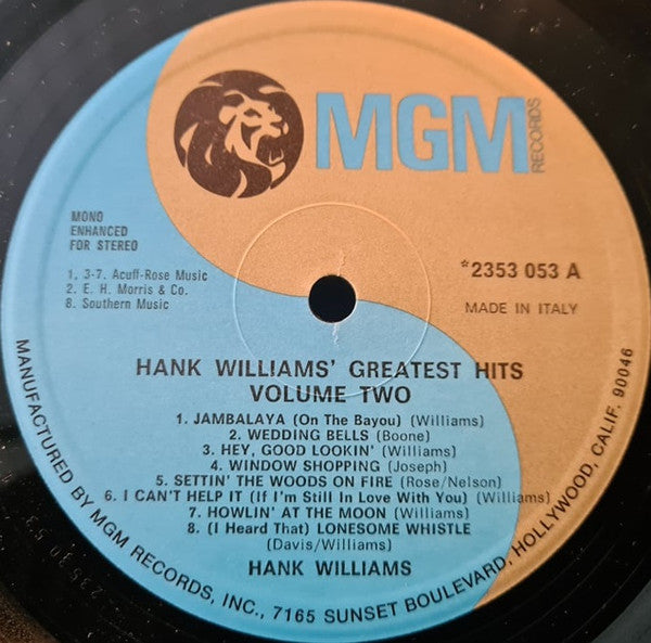 Hank Williams : Greatest Hits Volume Two (LP, Comp)