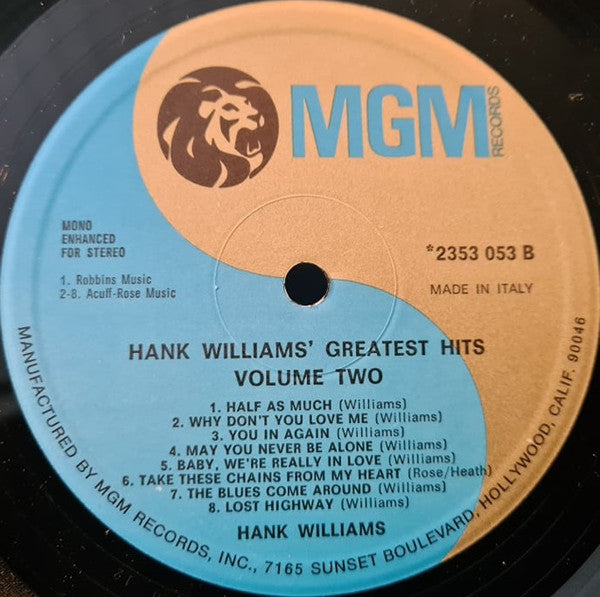 Hank Williams : Greatest Hits Volume Two (LP, Comp)