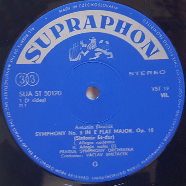 Antonín Dvořák, The Prague Symphony Orchestra, Václav Smetáček : Symphony No. 3 In E Flat Major, Op. 10 (LP)