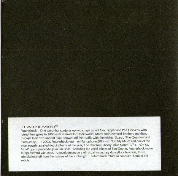 Futureshock : On My Mind (CD, Maxi, Promo)