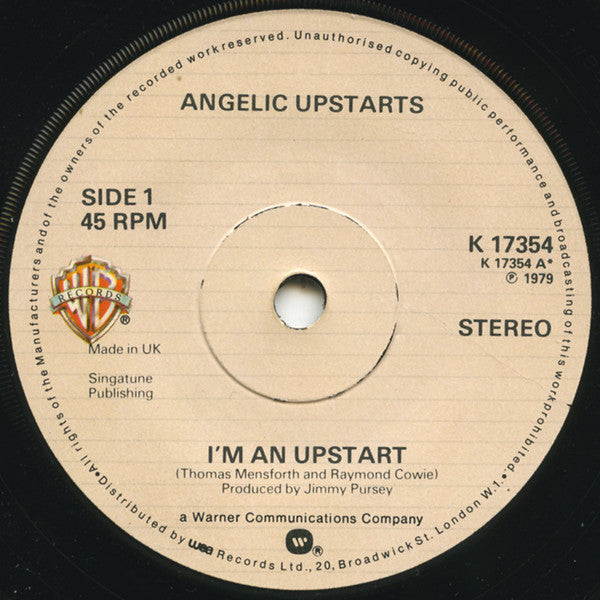 Angelic Upstarts : I'm An Upstart (7", Single)