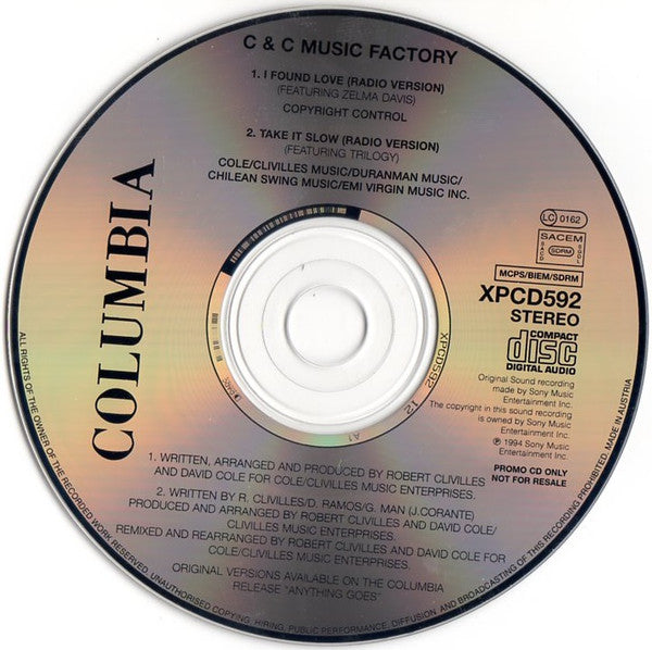 C + C Music Factory : I Found Love / Take A Toke (CD, Single, Promo)
