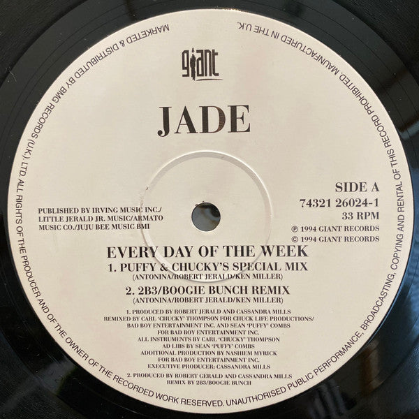 Jade (3) : Every Day Of The Week (12", Single)