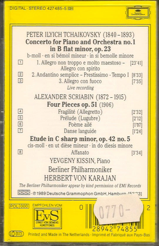 Pyotr Ilyich Tchaikovsky / Yevgeny Kissin, Berliner Philharmoniker, Herbert von Karajan : Piano Concerto No. 1 (DCC, Album)
