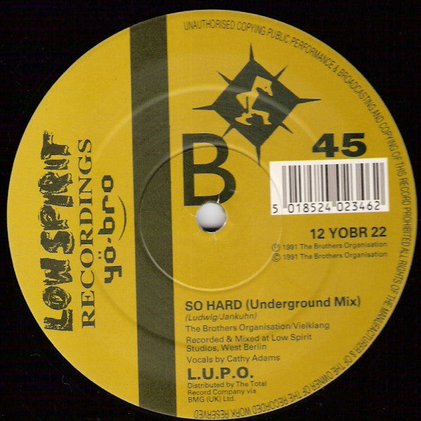 L.U.P.O. : So Hard (12")