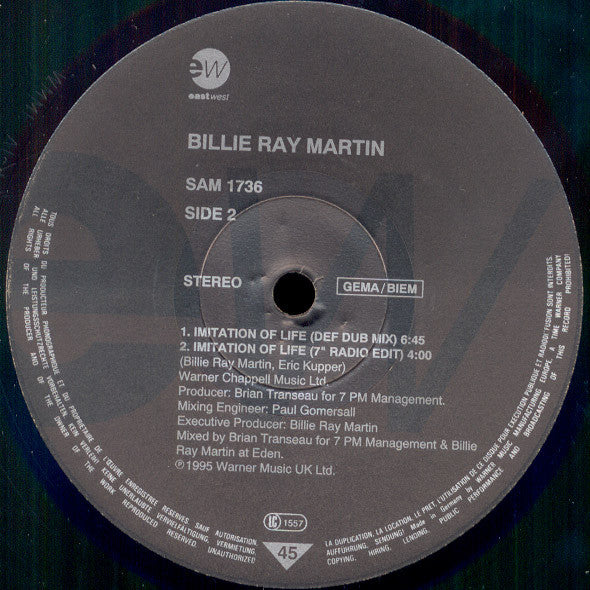 Billie Ray Martin : Imitation Of Life (2x12", Promo)