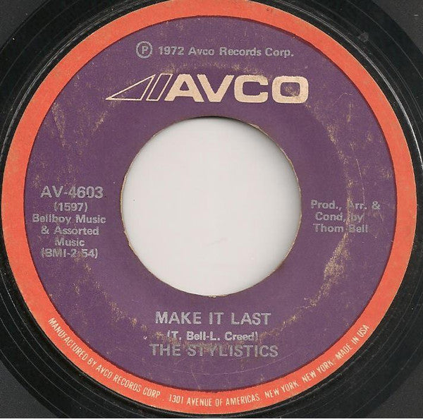 The Stylistics : I'm Stone In Love With You / Make It Last (7", Styrene, She)