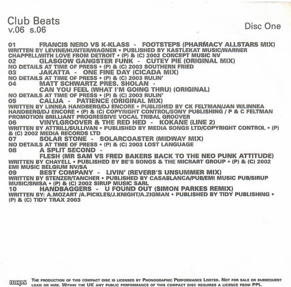 Various : Club Beats (Series 6 Volume 6) (2xCD, Comp, Promo)
