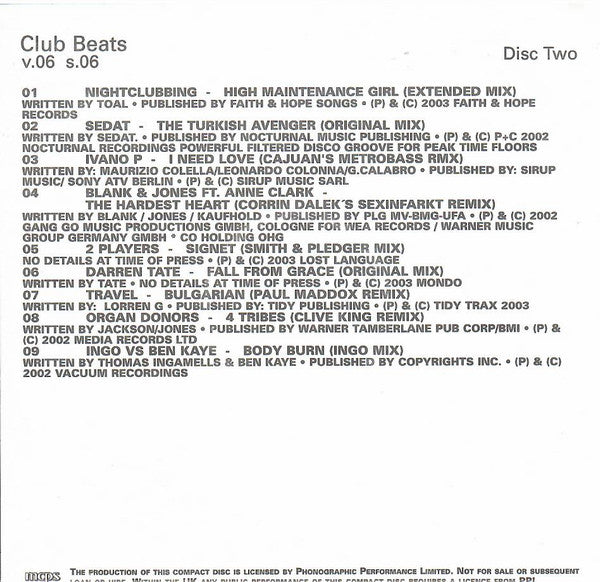 Various : Club Beats (Series 6 Volume 6) (2xCD, Comp, Promo)