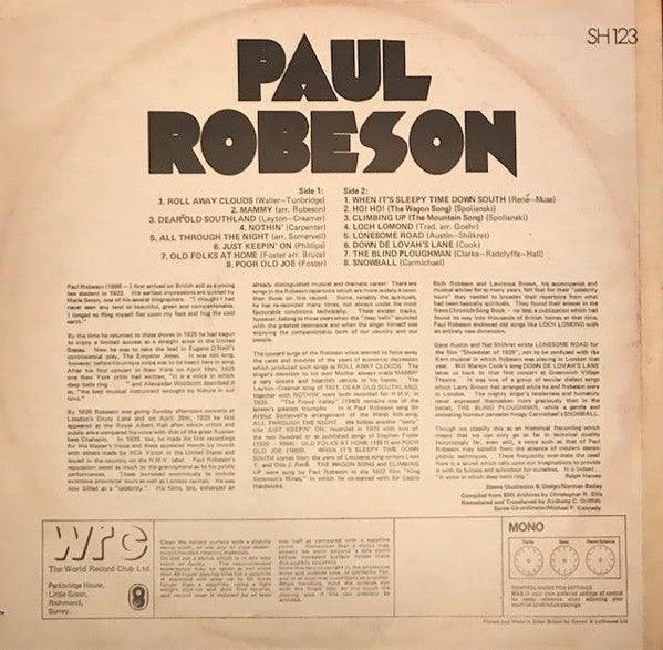 Paul Robeson : Paul Robeson (LP, Mono)