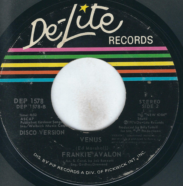 Frankie Avalon : Venus (7", Single, Styrene, PRC)