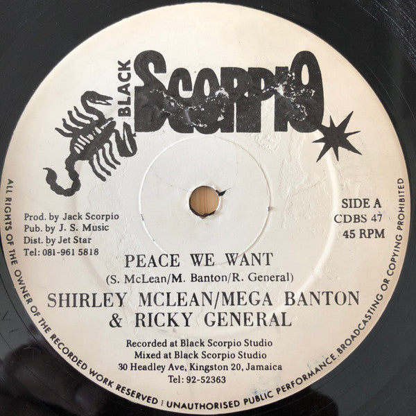 Shirley McLean / Mega Banton & Ricky General / Yellowman, Norma Row : Peace We Want / Flowers (12")