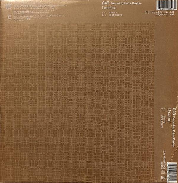 040 Featuring Erica Baxter : Dreams (12")