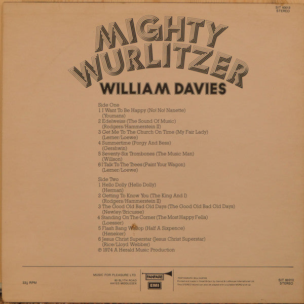 William Davies : Mighty Wurlitzer (LP, Album)