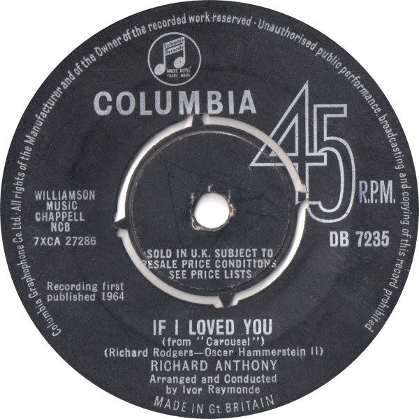 Richard Anthony (2) : If I Loved You (7", Single)