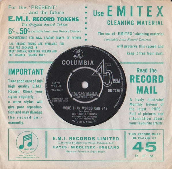 Richard Anthony (2) : If I Loved You (7", Single)