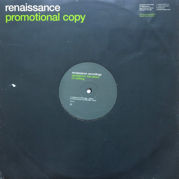 Sandstorm : The Return Of Nothing (12", Promo)