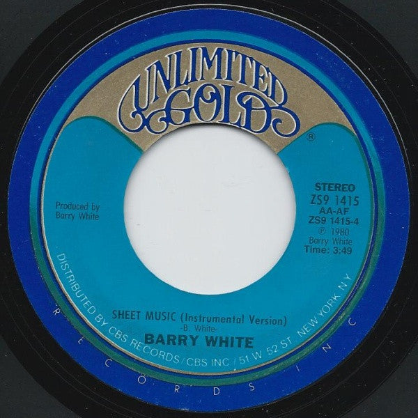 Barry White : Sheet Music (7", Styrene, Ter)
