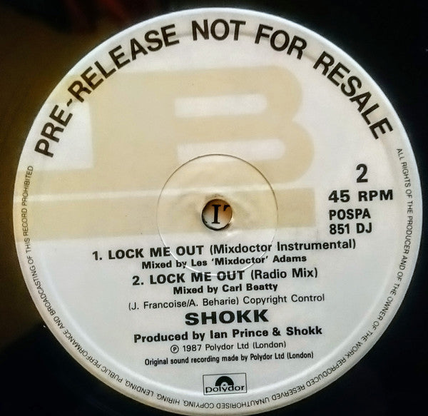 Shokk : Lock Me Out (12", Promo)