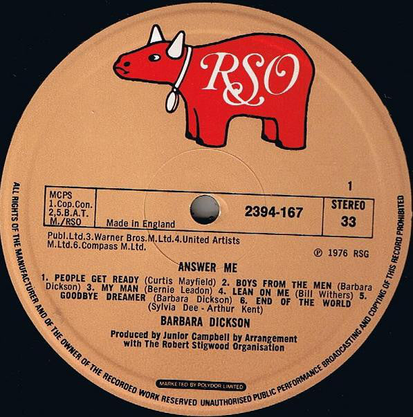 Barbara Dickson : Answer Me (LP, Album)