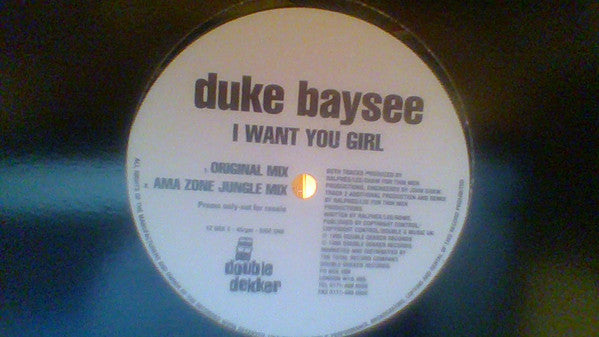 Duke Baysee : I Want You Girl (12", Promo)